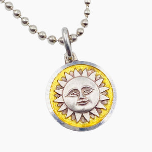 Smiling Sun Charm Sterling Silver Necklace