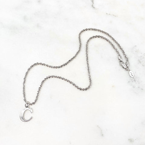 Initial C Sterling Silver Charm Necklace
