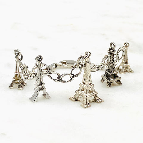 Eiffel Tower Sterling Silver Vintage Charm Bracelet