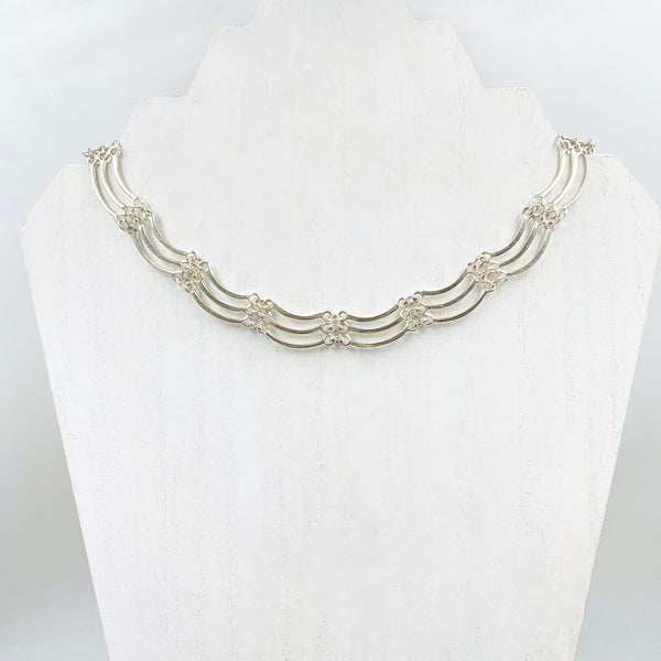 Triple Link Sterling Silver Collar Necklace