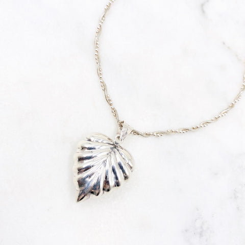 Fluted Heart Sterling Silver Necklace