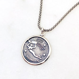 Aquarius Sterling Silver Charm Necklace
