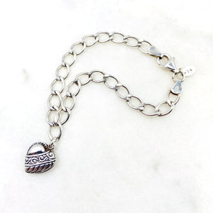 WWII Sterling Silver Heart Charm Bracelet