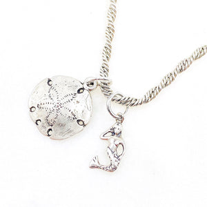 Mermaid & Sand Dollar Sterling Silver Charm Necklace