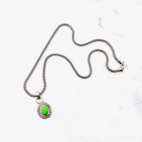 sterling silver Green Turquoise Pendant Necklace