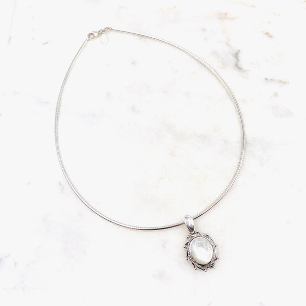 Sterling Silver & Mother of Pearl Choker 