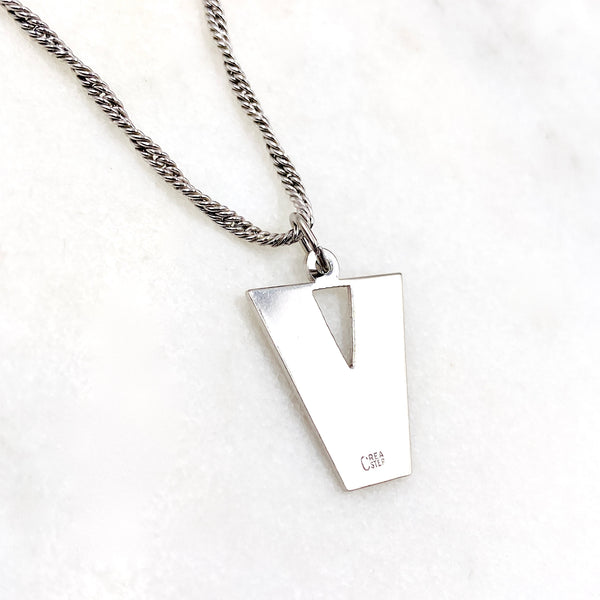 Initial V Sterling Silver Necklace