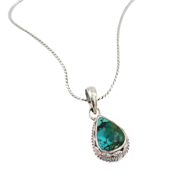 Sterling Silver & Turquoise Teardrop Necklace