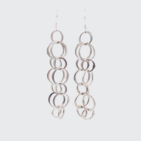 Sterling Silver Circle Chain Drop Earrings