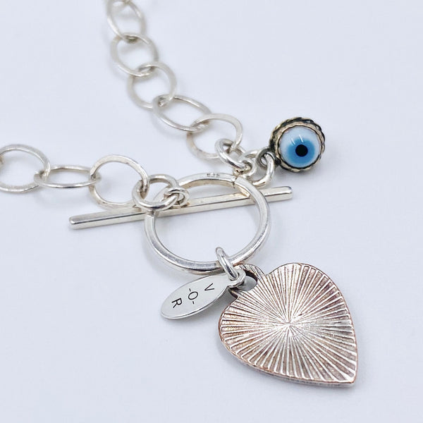 evil eye heart toggle necklace
