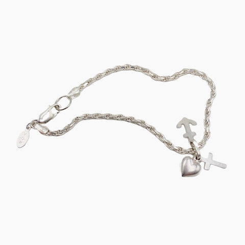Faith, Hope & Charity Sterling Charm Bracelet