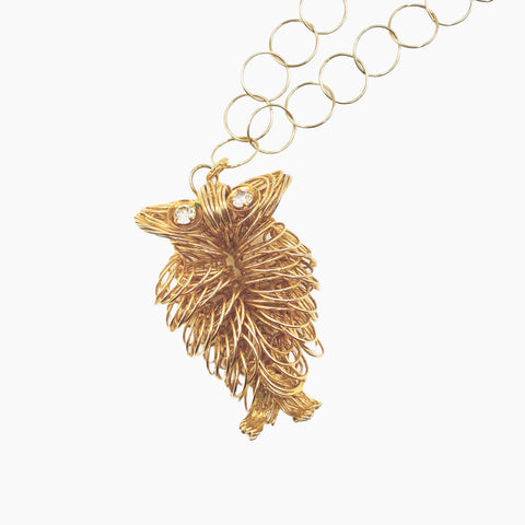 Retro Gold Wire Owl Necklace