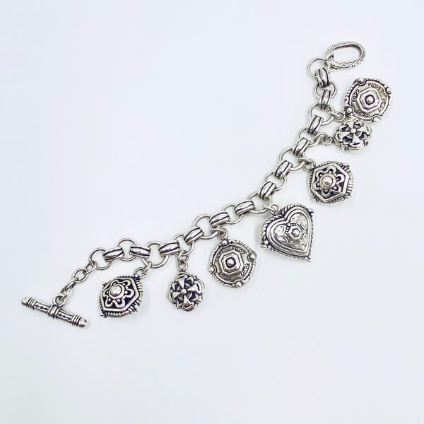 Samara Hearts and Medallions Sterling Silver Toggle Bracelet