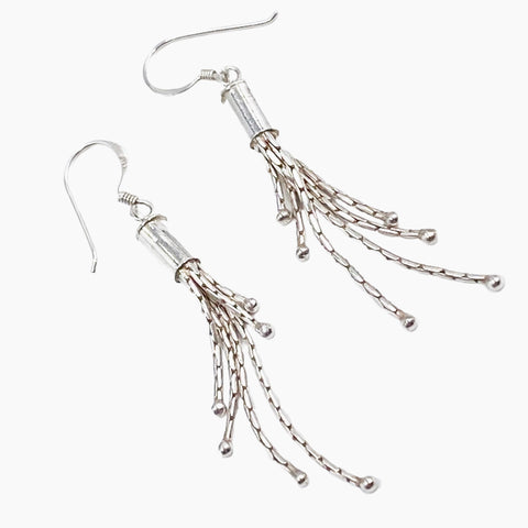 Sterling Silver Bali Chain Earrings