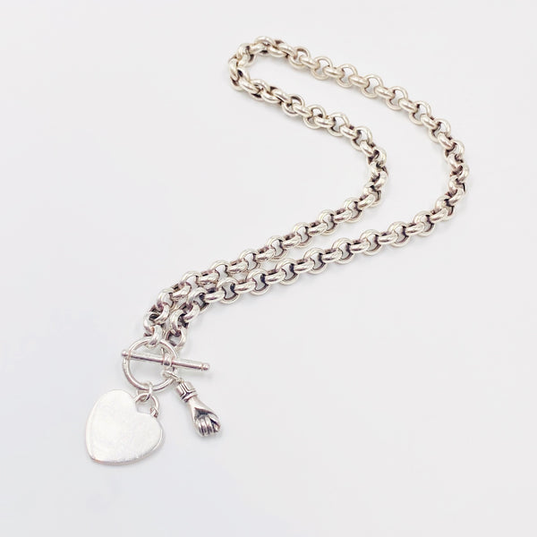 heart and figa sterling toggle necklace