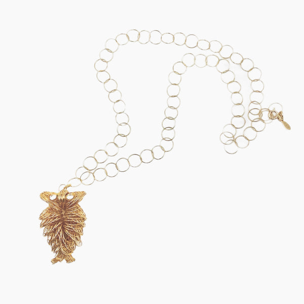 Retro Gold Wire Owl Necklace