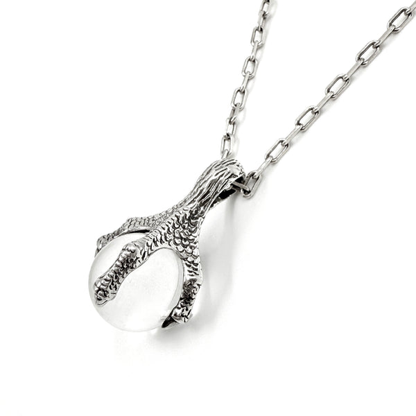 Sterling Silver and Crystal Dragon Claw Orb Necklace