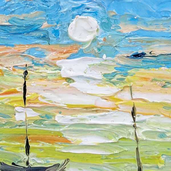 Sunset Sailboats Original Signed Mini Oil Painting