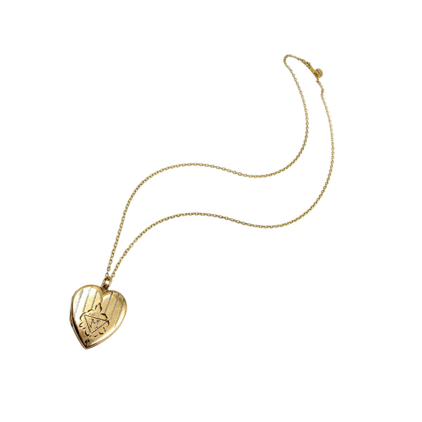 Vintage Initial M Gold Filled Heart Locket Necklace