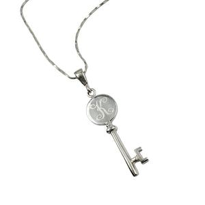 Vintage Sterling Silver Letter K Key Necklace