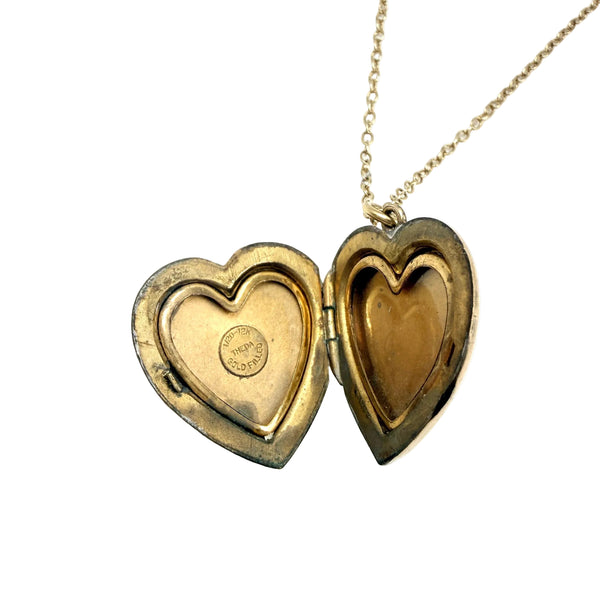 Vintage Initial M Gold Filled Heart Locket Necklace