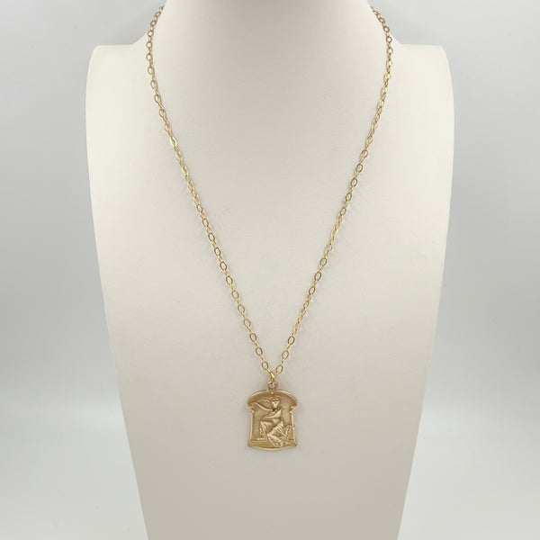 Art Nouveau 1934 Bronze Medal Necklace 