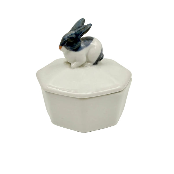 vintage japanese ceramic lidded rabbit jar