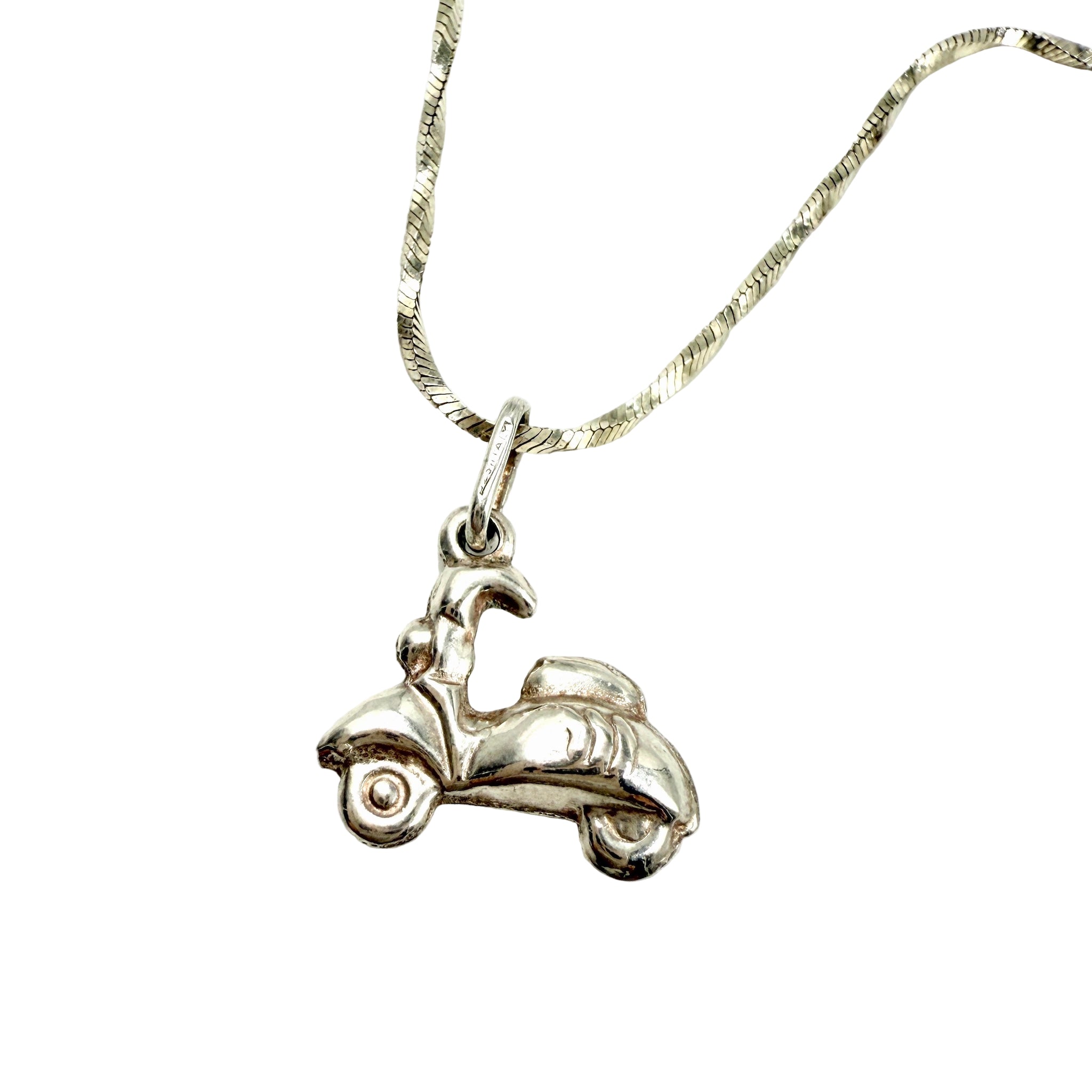 vintage Sterling Silver Motor Scooter Charm Necklace
