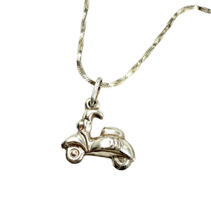 vintage Sterling Silver Motor Scooter Charm Necklace