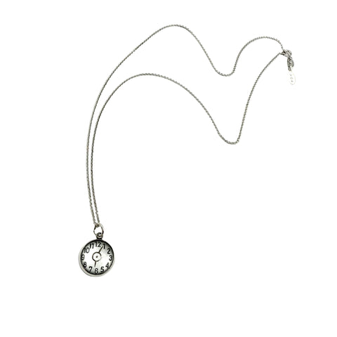 Crystal Bubble Clock Sterling Silver Charm Necklace