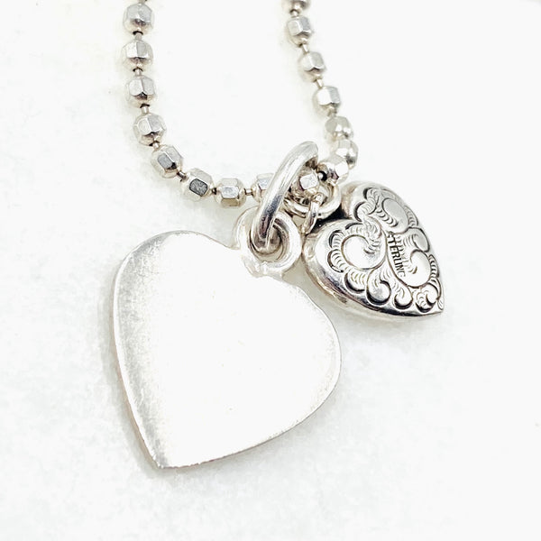 Double Heart Sterling Silver Necklace