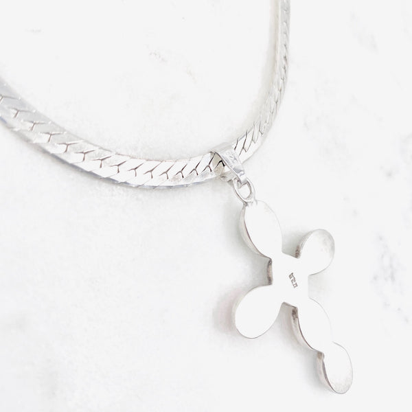Sterling Silver & Gemstone Cross Necklace