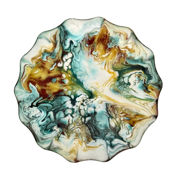 Gerte Hacker Swirl Pattern Scallped  Enamel Bowl