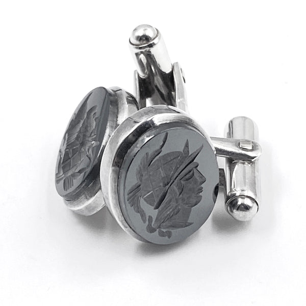 Gladiator Sterling Silver and Hematite Cufflinks