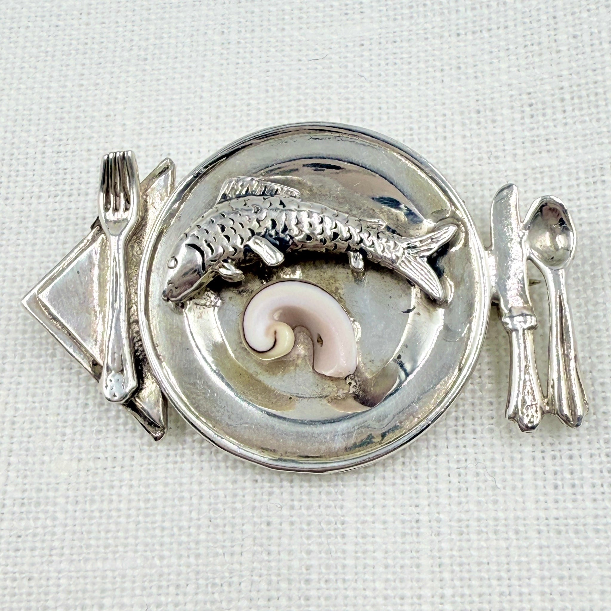 Great Falls Sterling Silver Fish Dinner Pin