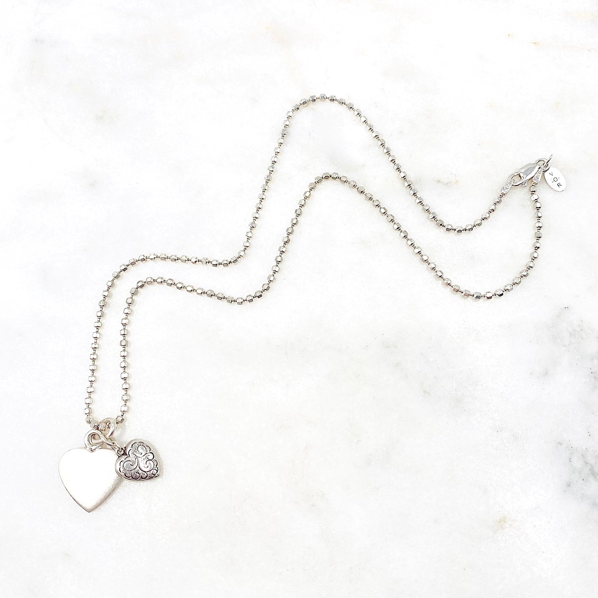 Double Heart Sterling Silver Necklace