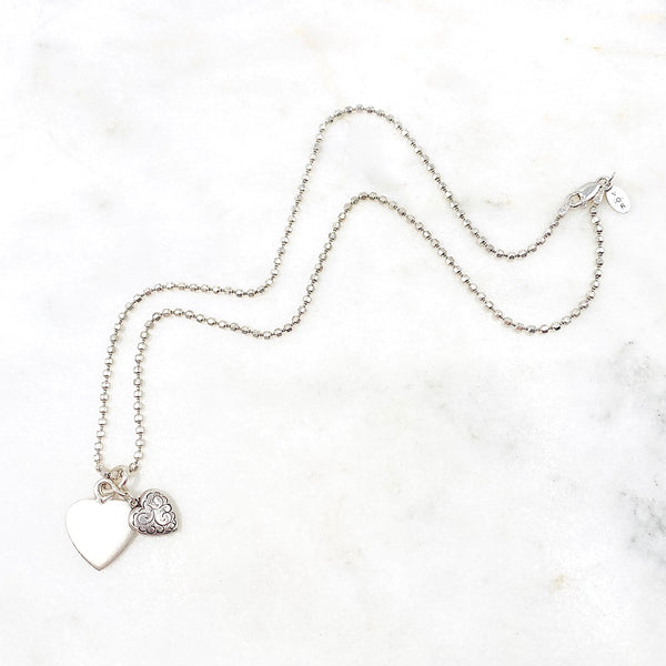 Double Heart Sterling Silver Necklace