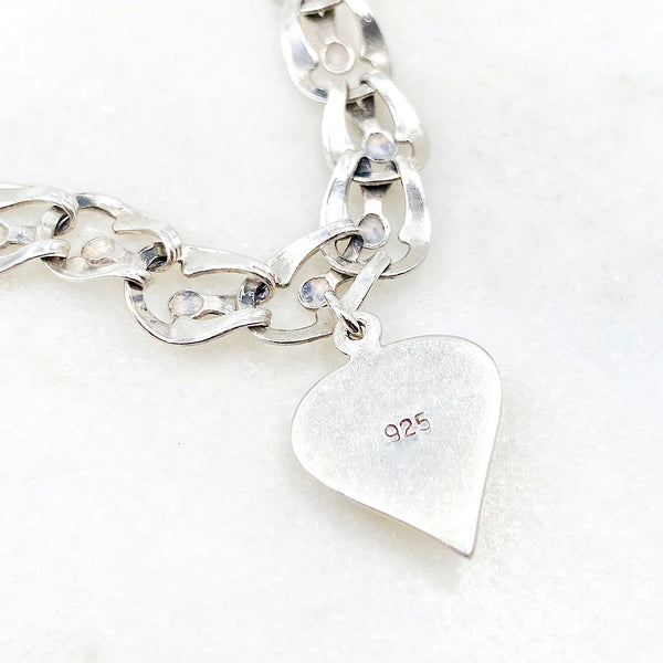 Art Nouveau Style Sterling Silver Heart Bracelet