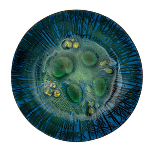 mcm blue green abstrace enamel plate
