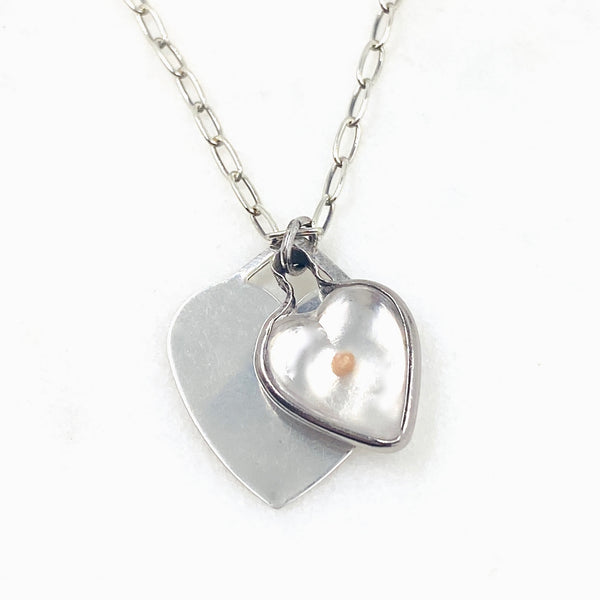 Vintage Mustard Seed Heart Charm Necklace