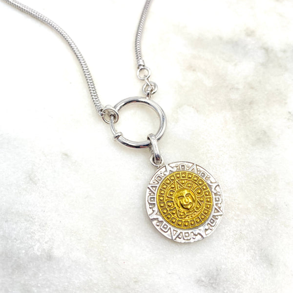 Taxco Sterling Silver Aztec Sun Necklace