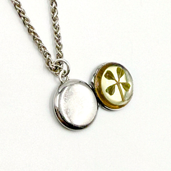 Four-Leaf Clover Locket Necklace