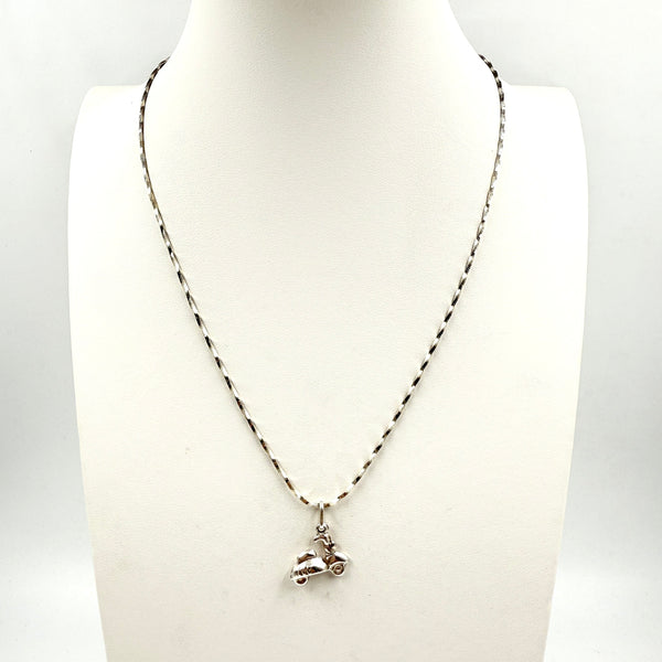 vintage Sterling Silver Scooter Charm Necklace