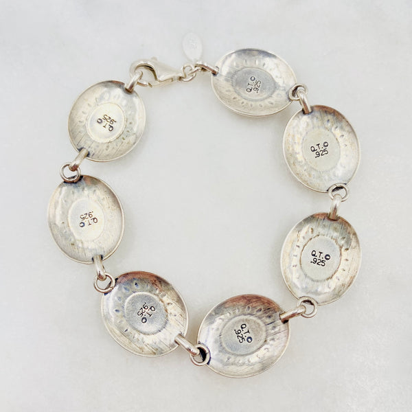 Multi-Stone Sterling Silver Concho Bracelet