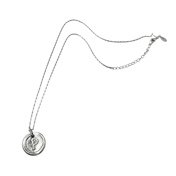 Wax Seal Letter P Sterling Silver Necklace