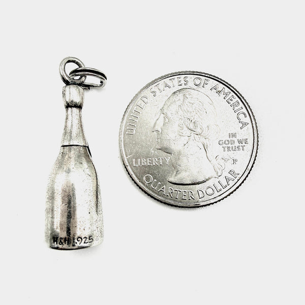Champagne Bottle Sterling Silver Charm