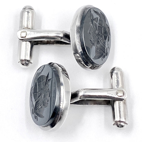 Gladiator Sterling Silver and Hematite Cufflinks