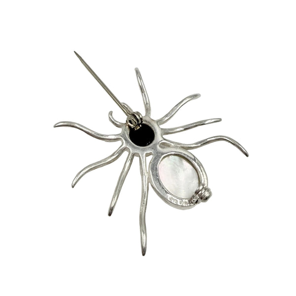 Sterling Silver & Mother Of Pearl Spider Pin