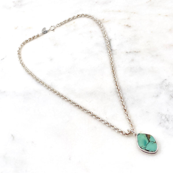 Turquoise Teardrop Sterling Silver Necklace