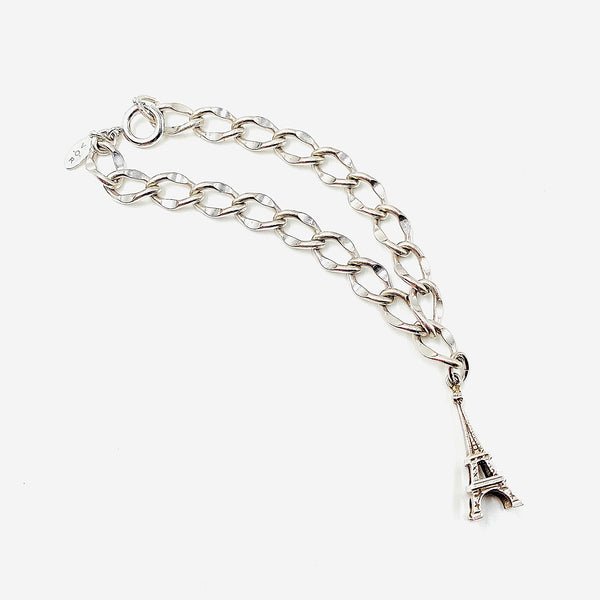 Eiffel Tower Vintage Sterling Silver Charm Bracelet